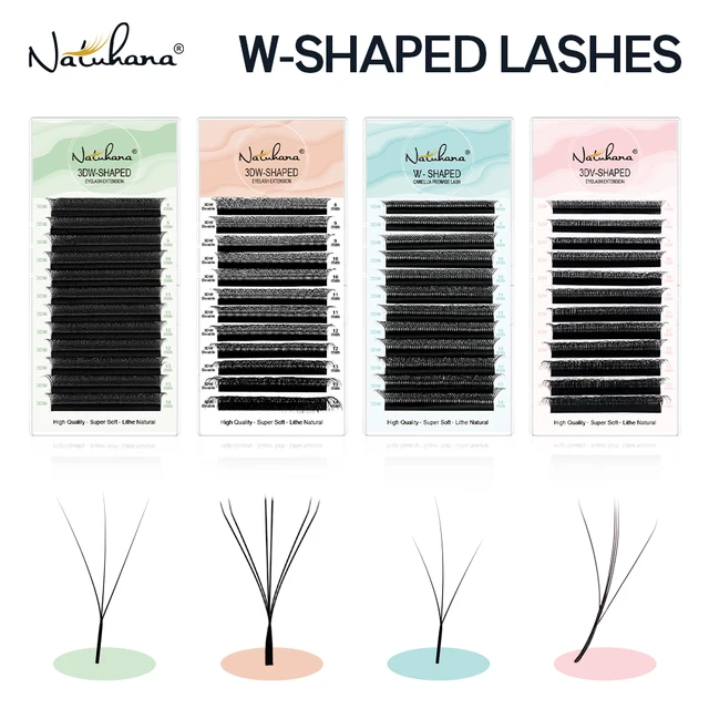 NATUHANA 3D Clover Premade Volume Lashes Czarne Rzęsy w Kształcie W Russian Volume Przedłużane Rzęsy Łatwe do Tworzenia Kępek dla Profesjonalnych Salonów