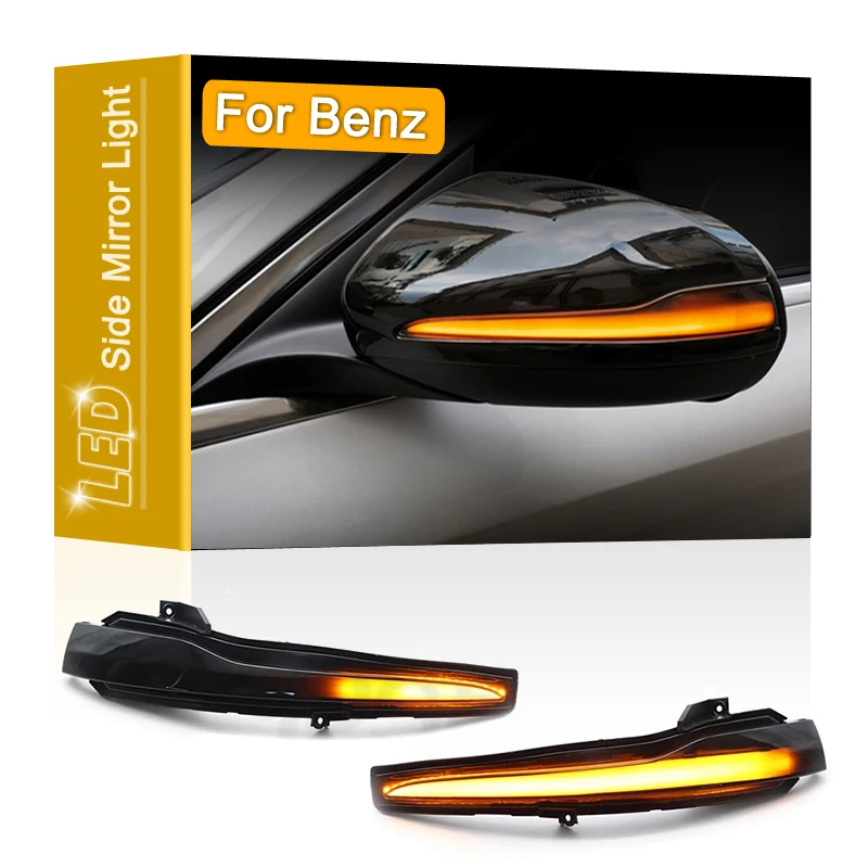 2Pcs Smoked Lens LED Side Rearview Mirror Blinker Dynamic Turn Signal Light For Benz C/S/GLC/E/V-Class W205 W222 X253 W213 W447