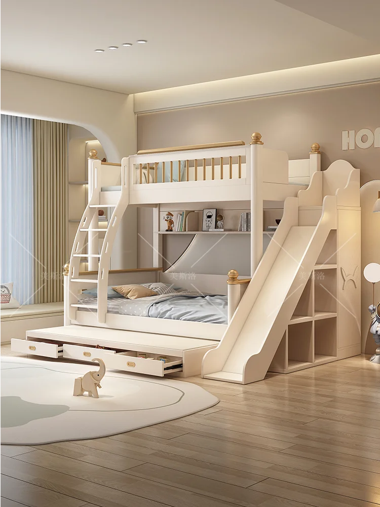 American-style all-solid wood bunk bed, two-storey bunk mother high and low bed,upper and lower bunk