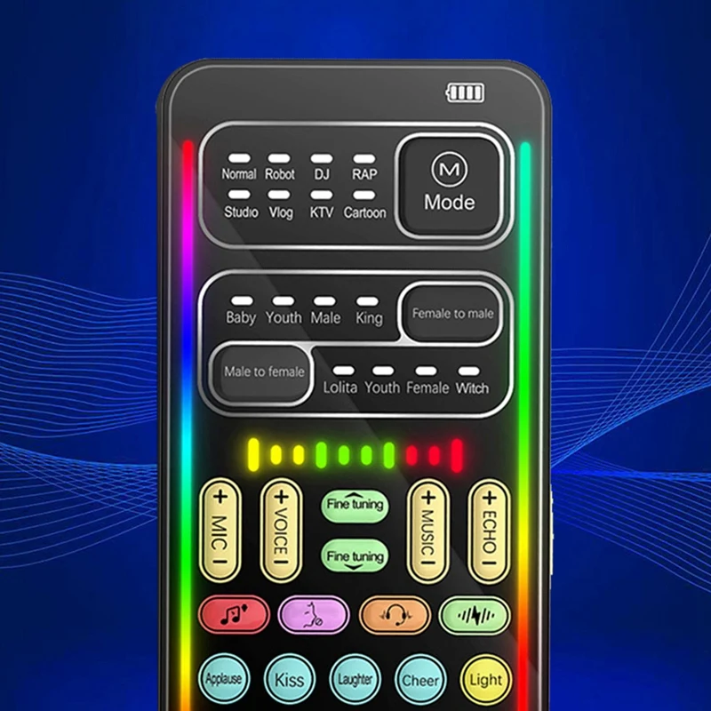 Cambiador de voz I9, Kit completo de múltiples efectos de Audio, Bluetooth, tarjetas de sonido en vivo, tarjeta de sonido portátil ultrafina, herramienta de micrófono duradera