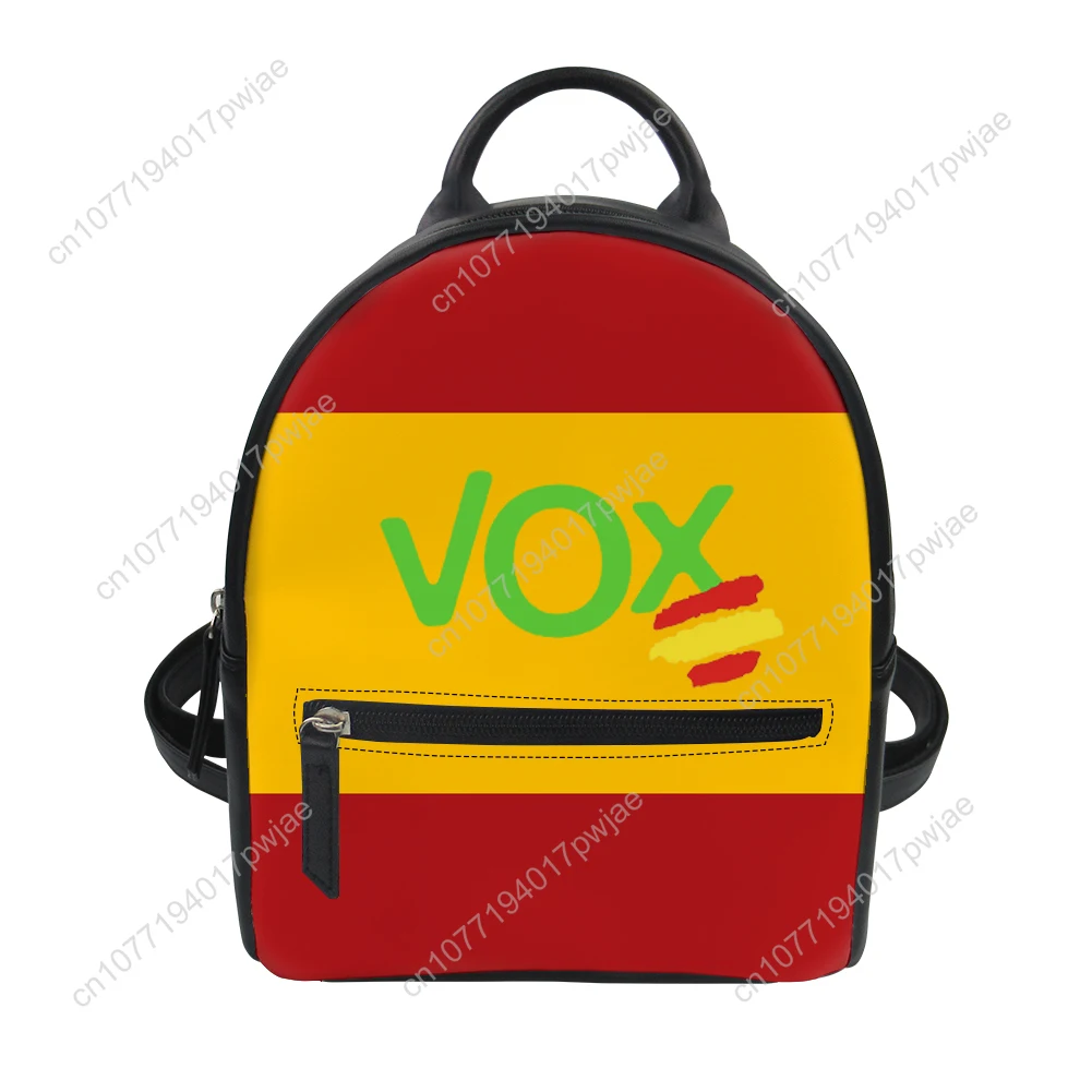 Spanish National Emblem Vox Custom Backpack Purse Carter Schoolbags Double Shoulder Bag Mini Daypack Leather Travel Bag