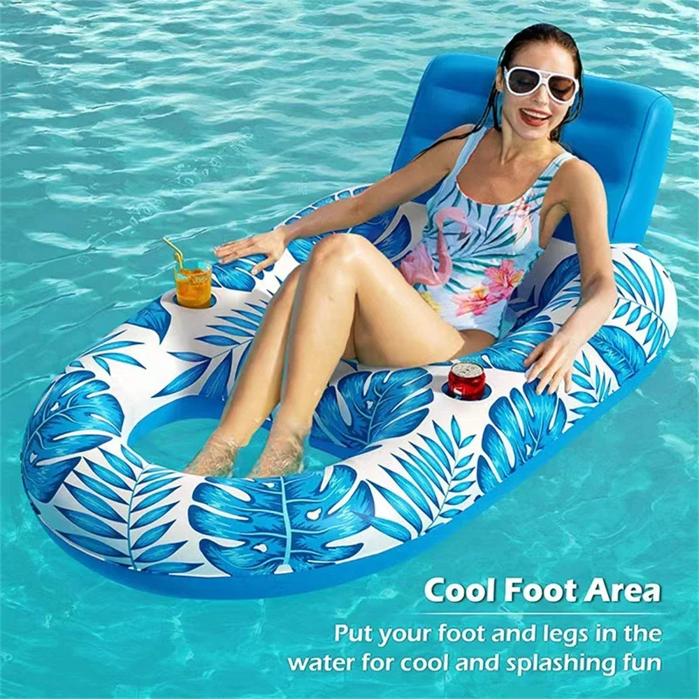 Imagem -04 - Dobrável Inflável Flutuante Linha Folha Reclinável Rede de Água Piscina Party Float Bed Sofá Beach Sports Recliner