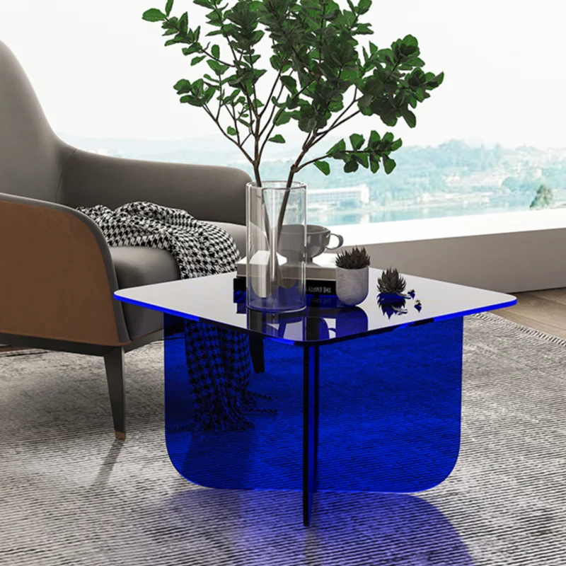 Luxury Acrylic Coffee Table,Square Transparent Blue Furniture,Home Living Room,TV Cabinet,Sofa,Side Corner Tables