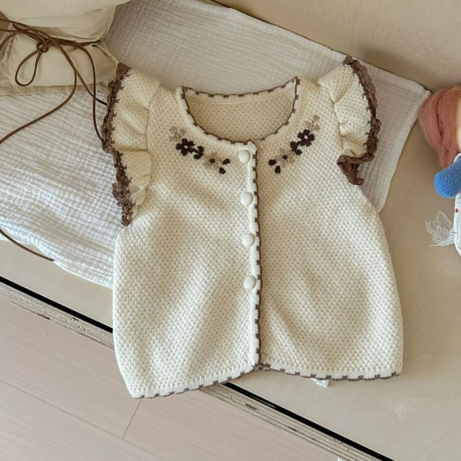 2026 Spring and Autumn New Korean Edition Sweater Cardigan for Female Baby Knitted Sweater