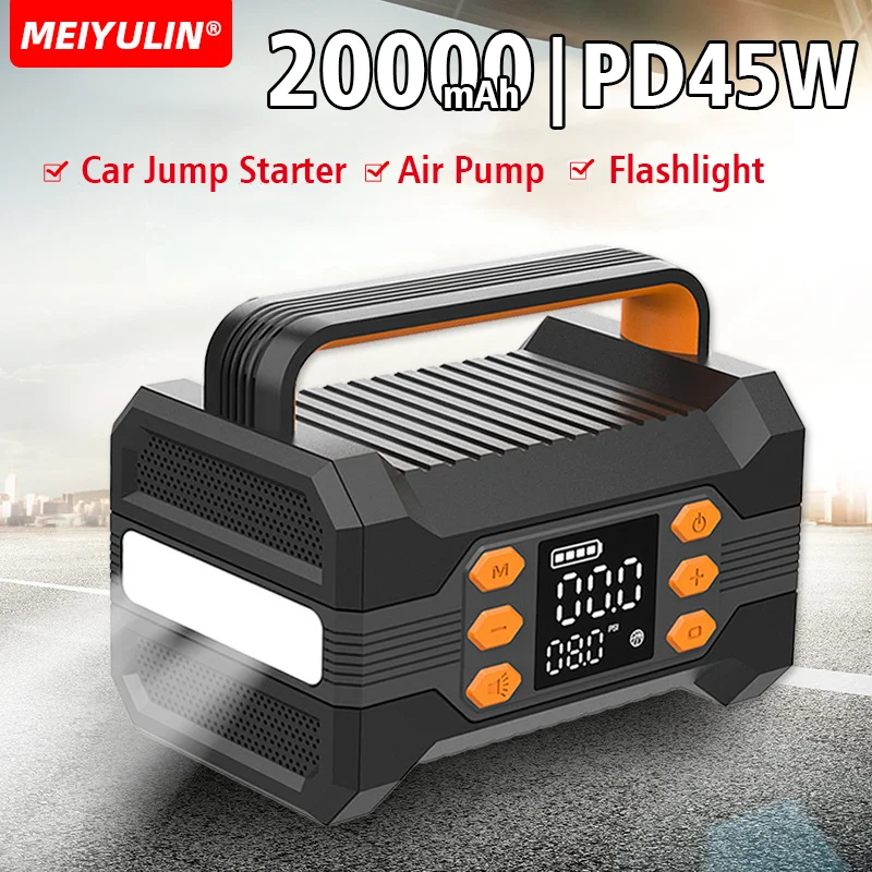 

Car Jump Starter Air Pump Power Bank 20000mAh Portable Air Compressor 12V 600A Emergency Car Battery Starting Auto Tyre Inflator