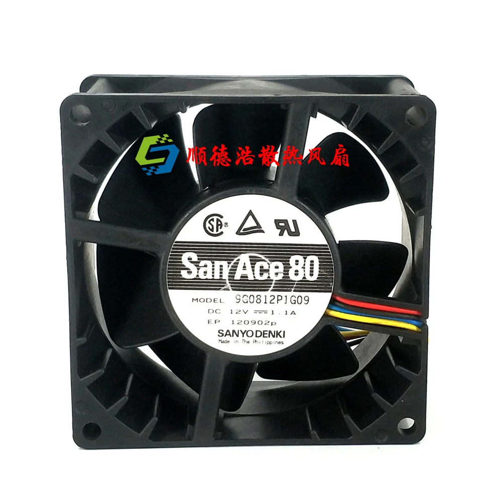 SANYO DENKI 9G0812P1G09 DC 12V 1.1A 80x80x38mm 4-Wire Server Cooling Fan