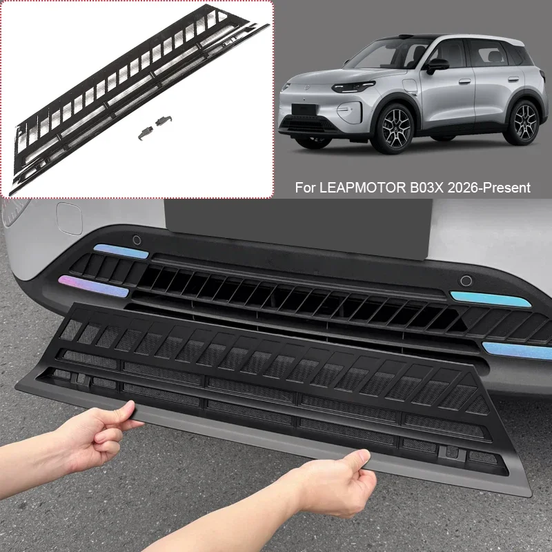 ABS Car Modify Front Buckle Insect Proof Net Front Bumper Center Intake Grille Cover Accessory For LEAPMOTOR B03X 2026-Present