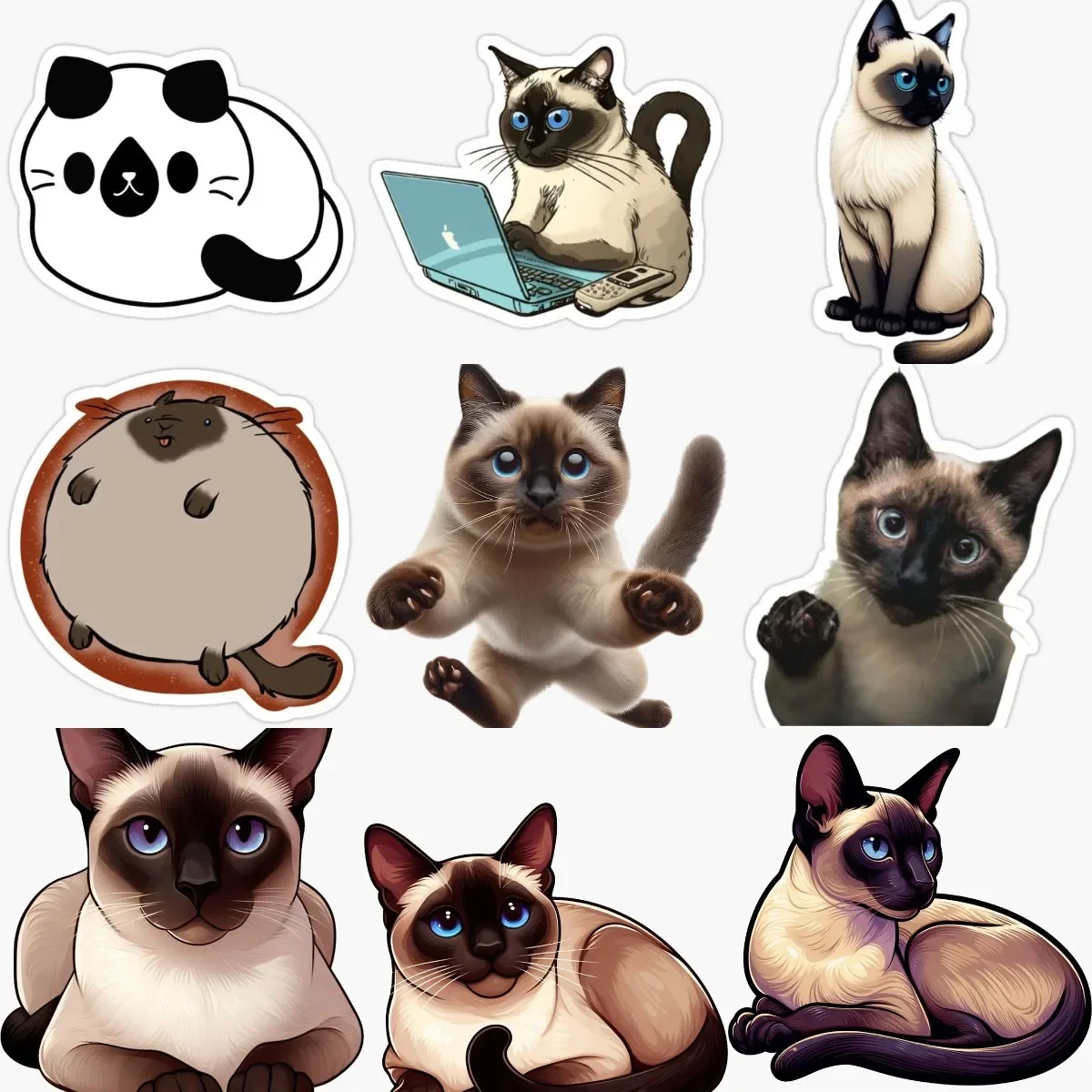 

Siamese Cat Pets Cute Creative PVC Personalized Sticker Fridge Table Wall Car Van Bicycle Window Motorcycle Decal Accessories