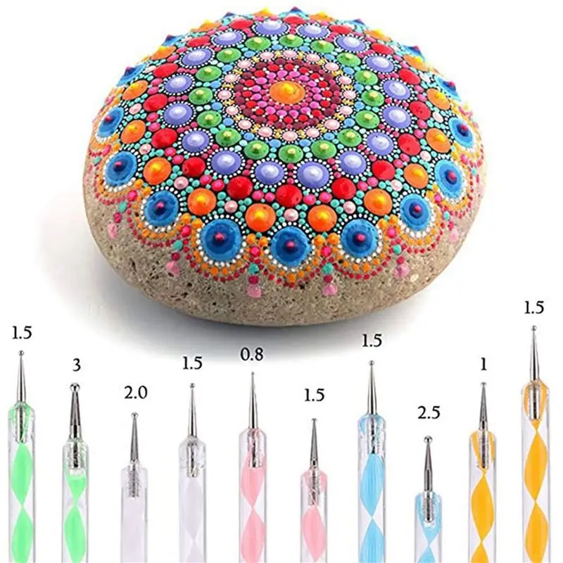 Leading-64 Pcs Mandala Dotting Tools For Painting Rocks Mandala Stencils Kit Ball Stylus Clay Sculpting Carving Tools