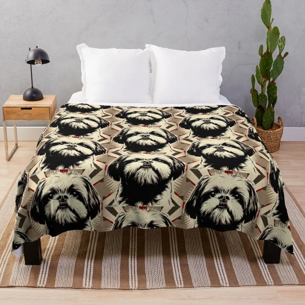 

Shih Tzu Pop Art Throw Blanket valentine gift ideas warm winter Soft Beds Shaggy Blankets