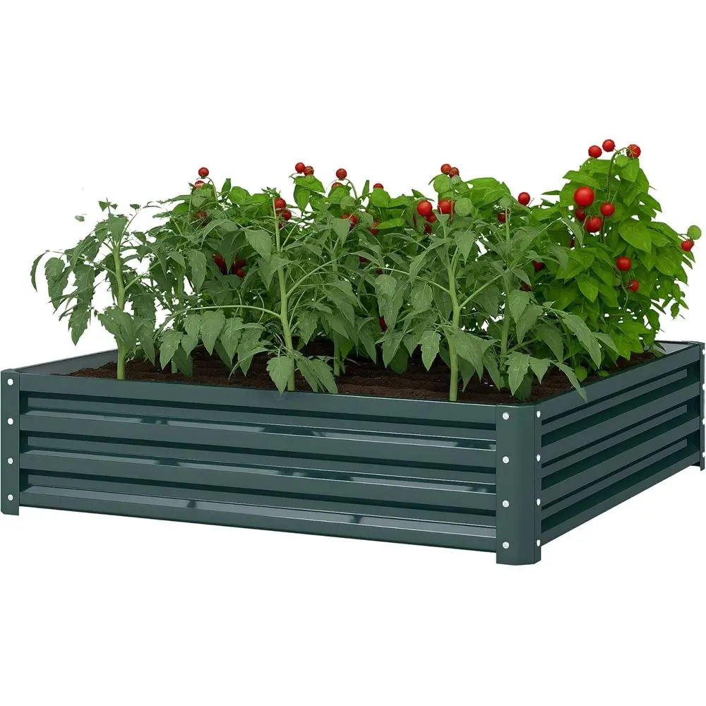 

Металлическая оцинкованная грядка Outsunny 120x120x30 см для выращивания овощей, трав, суккулентов, зелени