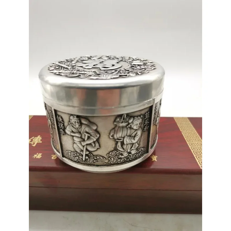 Silver-plated white copper Eight Immortals tea-leaves pot Decoration teapots copper pot decorative antique collection