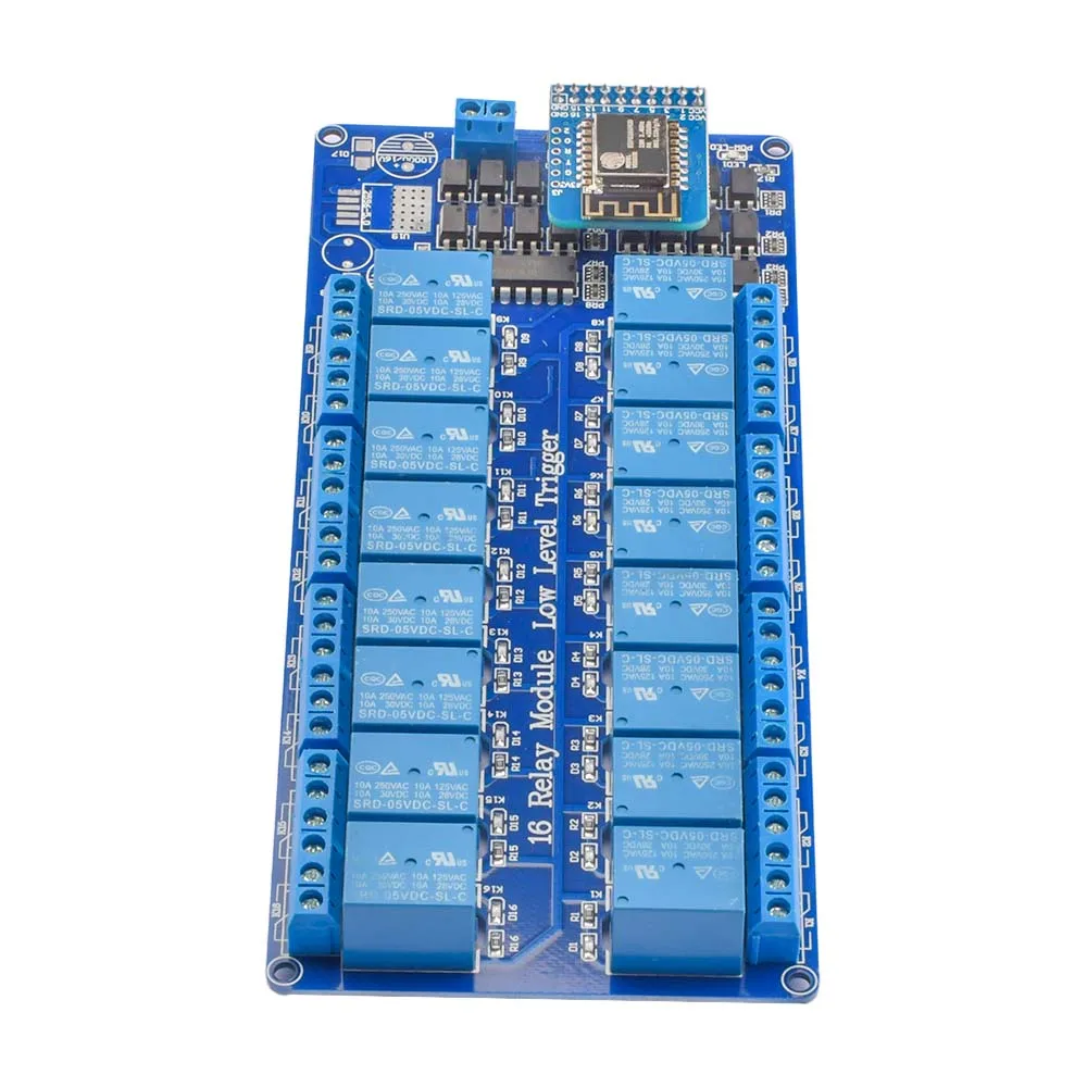 16 Channel Relay Shield Module DC 5V 12V with Optocoupler Onboard ESP8266 WIFI Module For Arduino DIY Kit