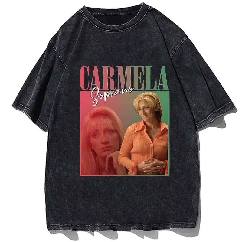 Vintage Carmela Soprano T-Shirt Wife of Mafia Homage Retro 90\'s Unisex Tshirt Cotton Summer Loose Oversize Graphic T Shirt