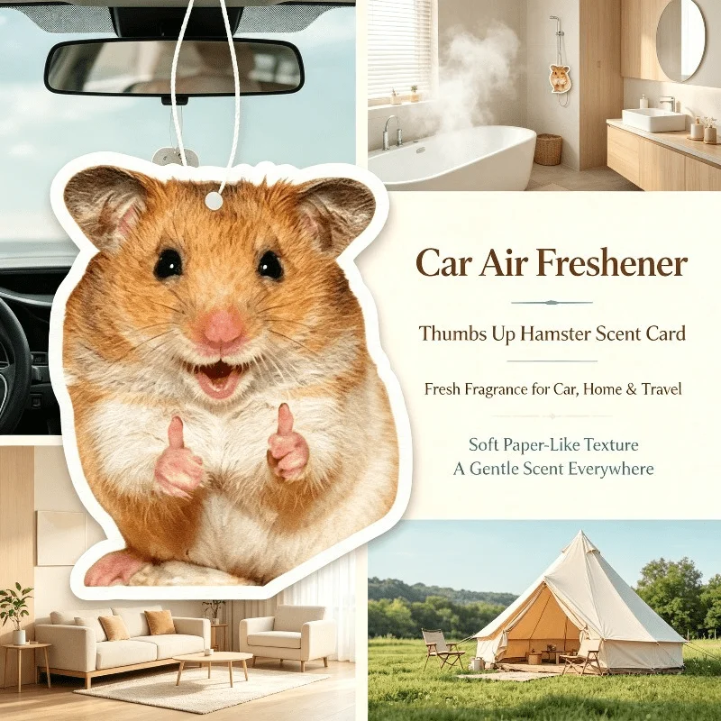 Car Air Freshener Cute Thumbs Up Hamster Meme Hanging Scent Card for Car Interior Rearview Mirror Ornament Gift