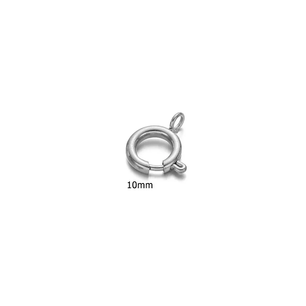 10 Stück 4 Stück Edelstahl Kreis Feder Knopfring Verschlüsse Haken Endverbinder für Armband Halskette DIY Schmuckherstellung Bulk