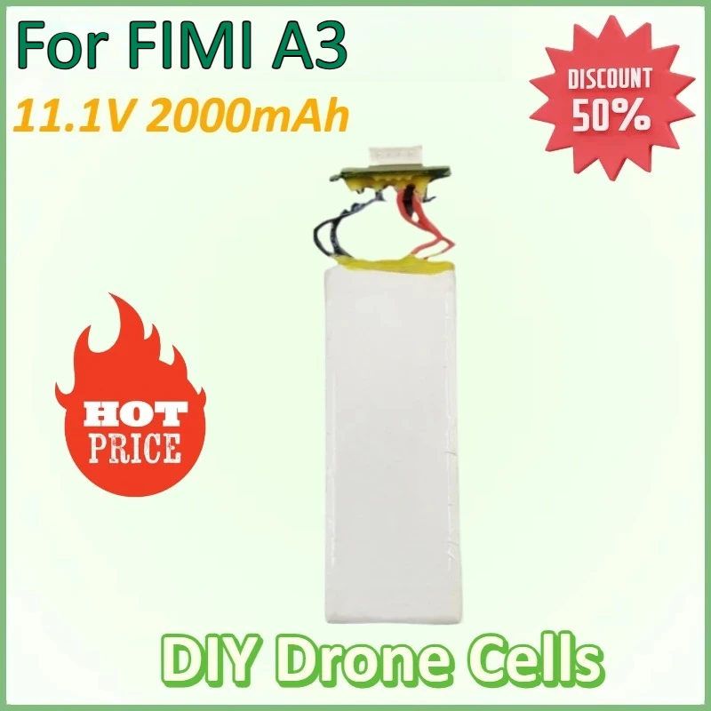 

New 11.1V 2000mAh Battery for Xiaomi for FIMI A3 Lipo 3S Replacement DIY Drone Assembling Rechargeable Lithium Battery Cells
