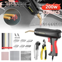 Upgraded 200W 2 in 1 Plastic Welding Gun Kit 1200 Pcs Hot Stapler 4 Types Staples for Car Bumper Plastic Repair Welder Machine