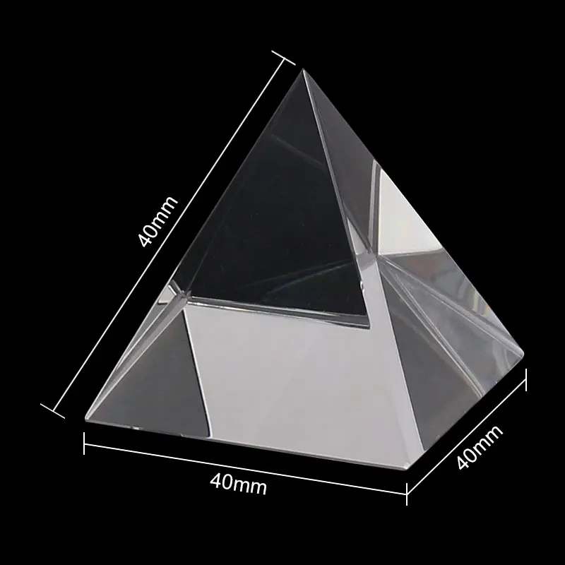 Prism Optical Glass Crystal Pyramid 40mm Side Length Rectangular Pyramid Polyhedral Popularization of Science Studying