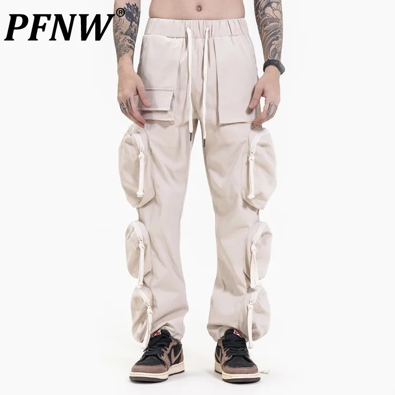 

PFNW Male Cargo Pants America Style Drawstring Multi Large Pocket High Street Lace-up Overall Autumn 2024 Chic Trendy 28W3967