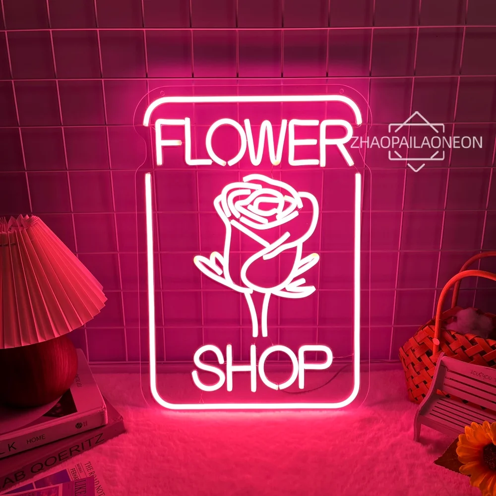 

Цветочный магазин Неоновая вывеска Светодиодное освещение Роза Светодиодная вывеска Цветочный магазин Украшение Крытый настенный декор Декор Деловой комнаты USB Led