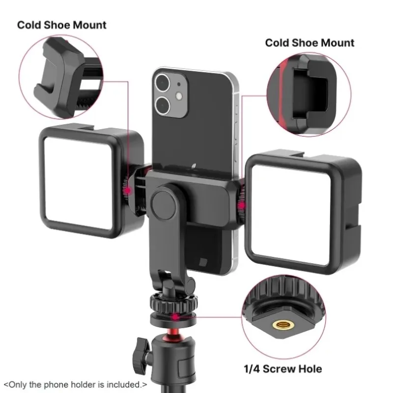 

360° Multi-functional Rotatable Hot Shoe Phone Holder Universal Smartphone Clamp For Camera Tripod Vlog Live Streaming Accessory