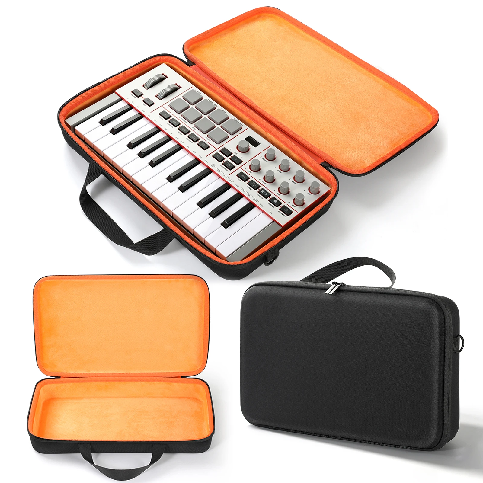 Hard EVA Case for Akai MPK Mini IV USB-C MIDI Keyboard Controller Waterproof Carrying Bag with Adjustable Shoulder Strap