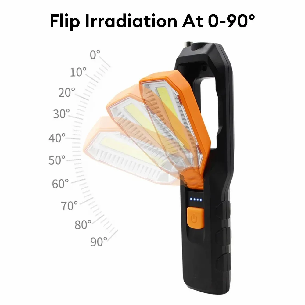 Strong LED COB Work Light Handheld Floodlight USB Rechargeable Portable Camping Repair Emergency Flashlight with Magnet Hook