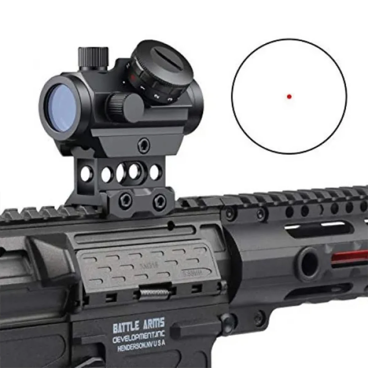 Mira telescópica táctica de punto rojo, mira telescópica MOA de 1x20 RDS-25 para armas Airsoft de 20mm, AR15, M4, M16, AK47