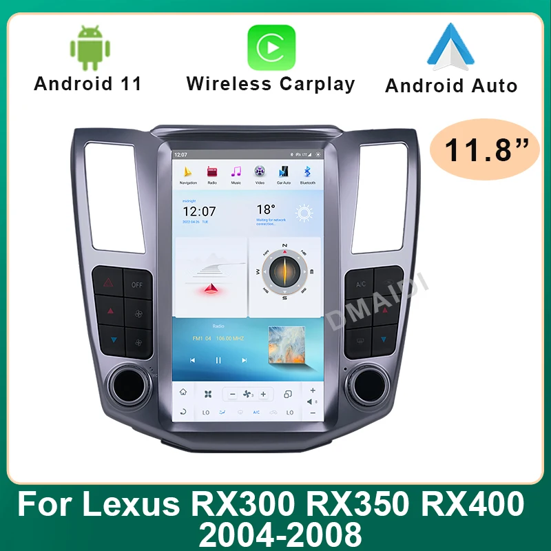 

Qualcomm Android 11 Navigation Screen 11.8" Vertical Car Multimedia Player For Lexus RX RX300 2004-2008 CarPlay GPS Autoradio 4G