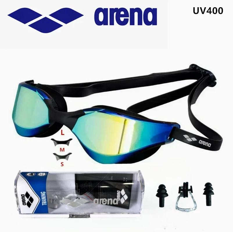 معدات السباحة الاحترافية للسباق من ARENA، نظارات تدريب للمنافسة مقاومة للماء ومضادة للضباب عالية الوضوح UV400