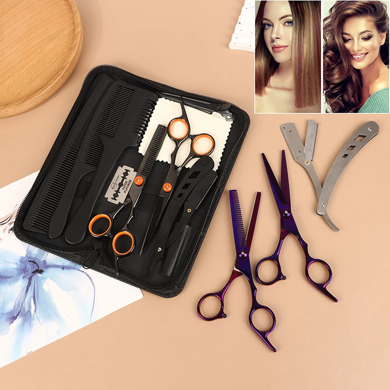 6.0'' Hair Scissors Professional Cutting Shears Thinning Hairdressing Haircut Comb Razors Sets Salon Barber & Home