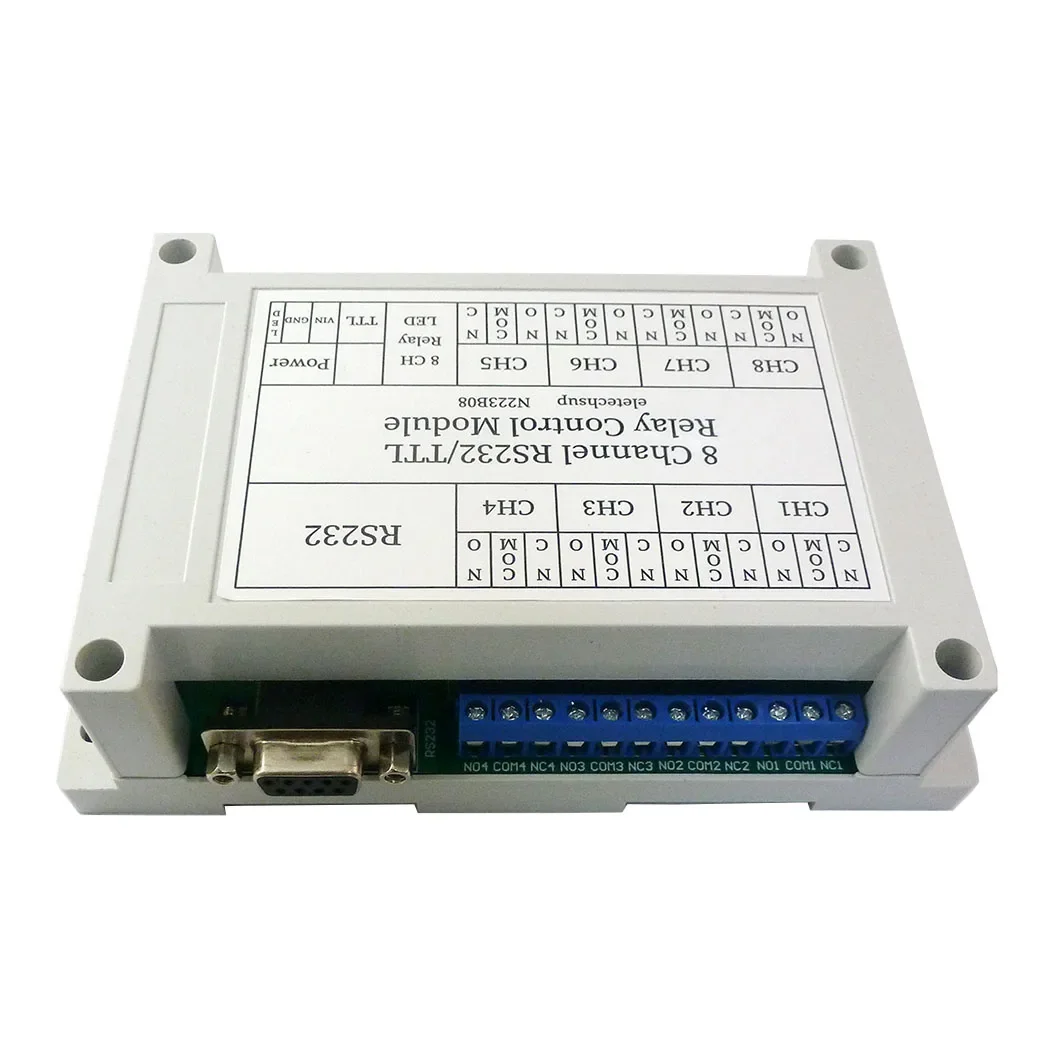 

N223B08 DC12V 8CH 2 IN 1 RS232/TTL232 PC UART Relay Module Serial Pport Remote Control Switch For PLC Camera Industrial