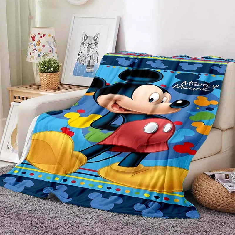 Mickey Minnie Mouse Love Blanket for Sofa Cartoon Soft Black Flannel Throw Fluffy Bed Blanket New Born Winter Blanket Baby Gift