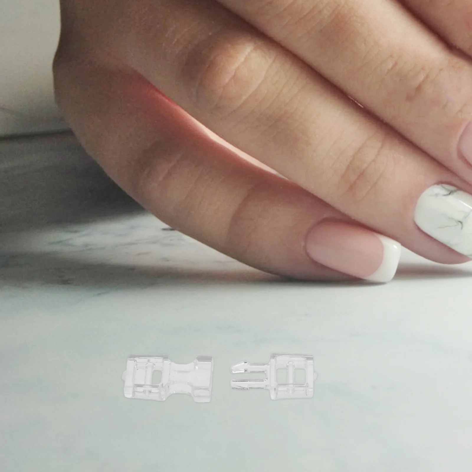 50 Pcs Invisible Nail Art Buckle Manicure Connectors for Long Easy Attachment Clips Extensions Fake Buckles