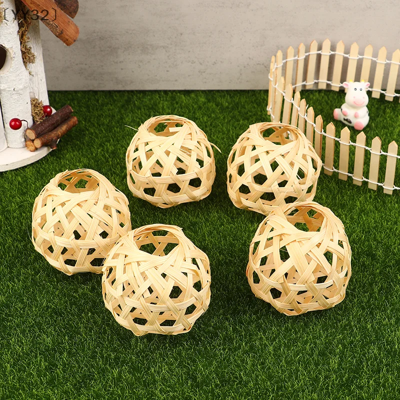 

〔YY32〕5 PCS Bamboo Handwoven Lamp Shade Removable Light Cover Hexagonal Eye Small Bamboo Cage