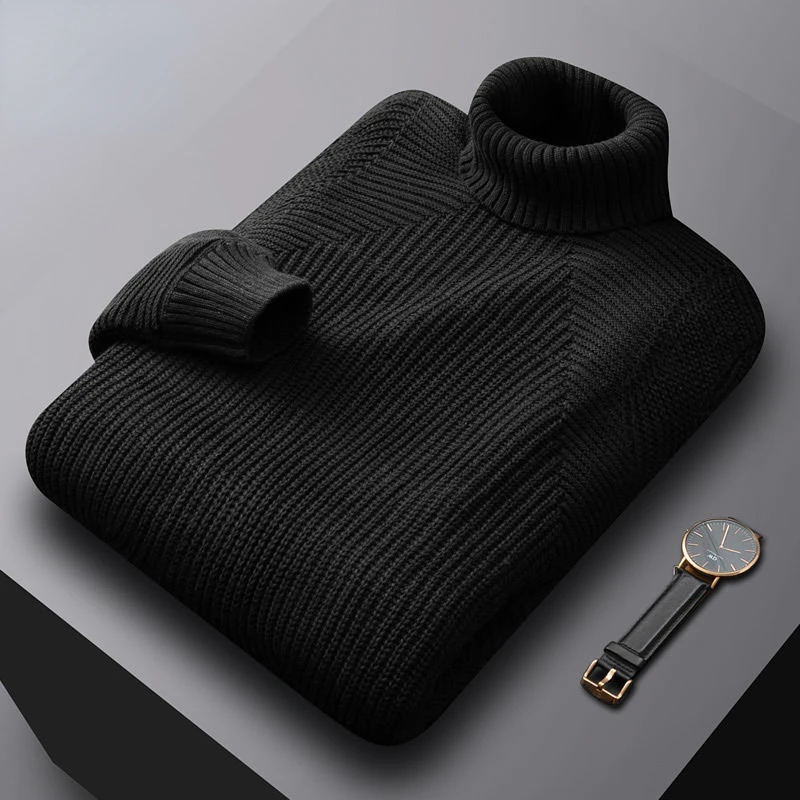 

Korean Fashion Slim Fit High Neck Sweaters Men Turtleneck Slim Knitted Sweater Casual Long Sleeve Many Colors Available D206