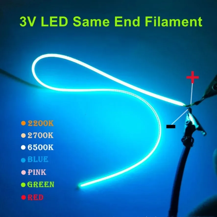 3V LED Same End Filament Flexible Ultra Slim Spiral Bulb Filament Retro Edison Bulb Lamp Parts Diode Lighting Strip Decoration
