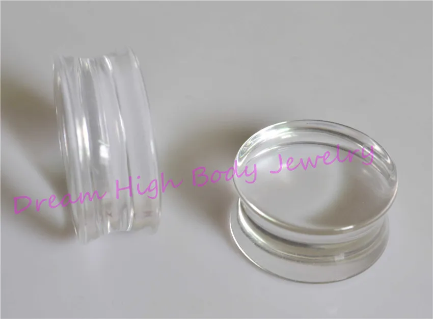 acrilico duplo flare clear expander ear plugs flat flesh tunnel stretcher taper 22 mm 24 mm 30 mm maior tamanho body piercing joias 01