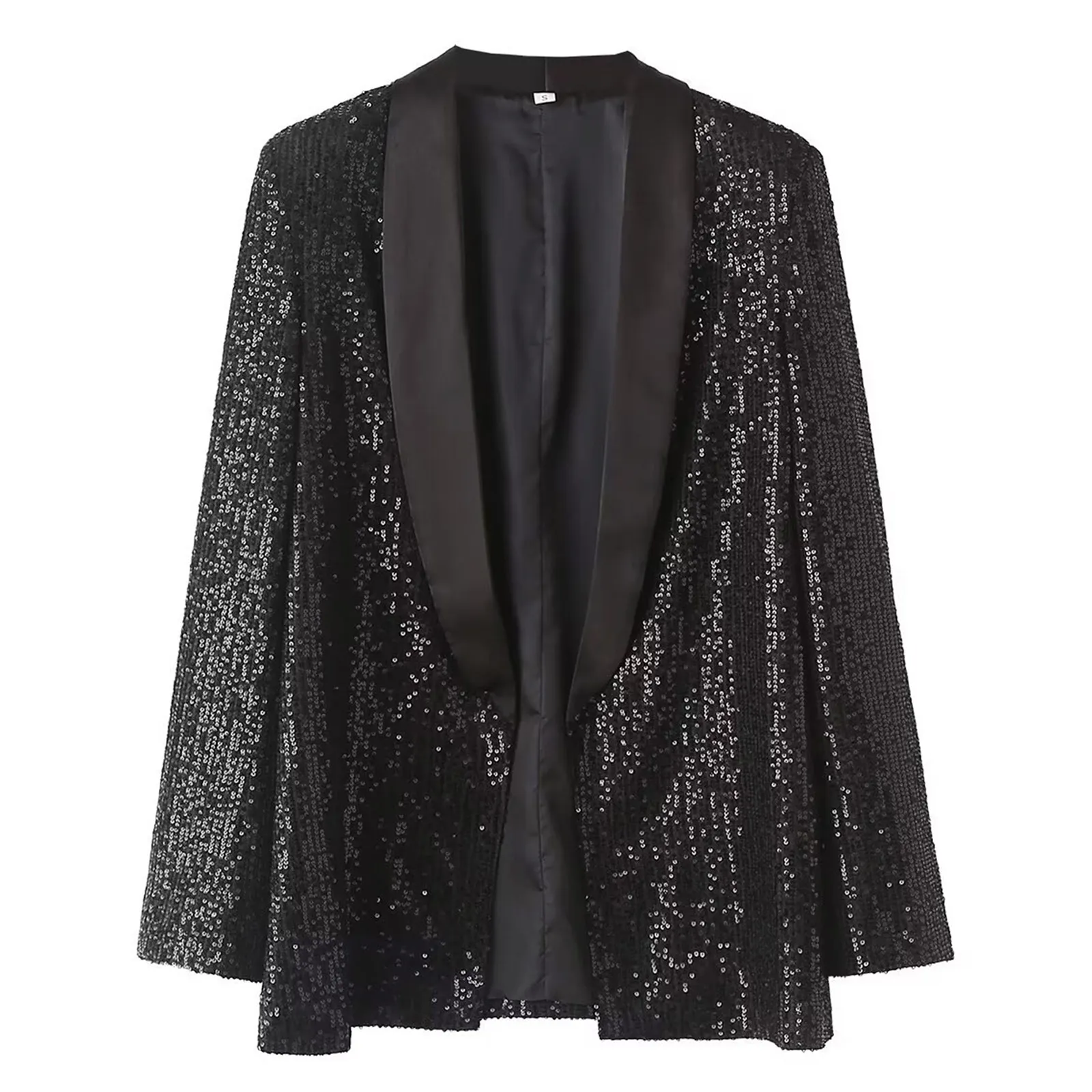 Frauen Blazer Mode Pailletten Langarm Anzüge Jacke Vorne Offen Glitzernden Blazer Oberbekleidung OL Dame Arbeit Pendeln Formale Mäntel