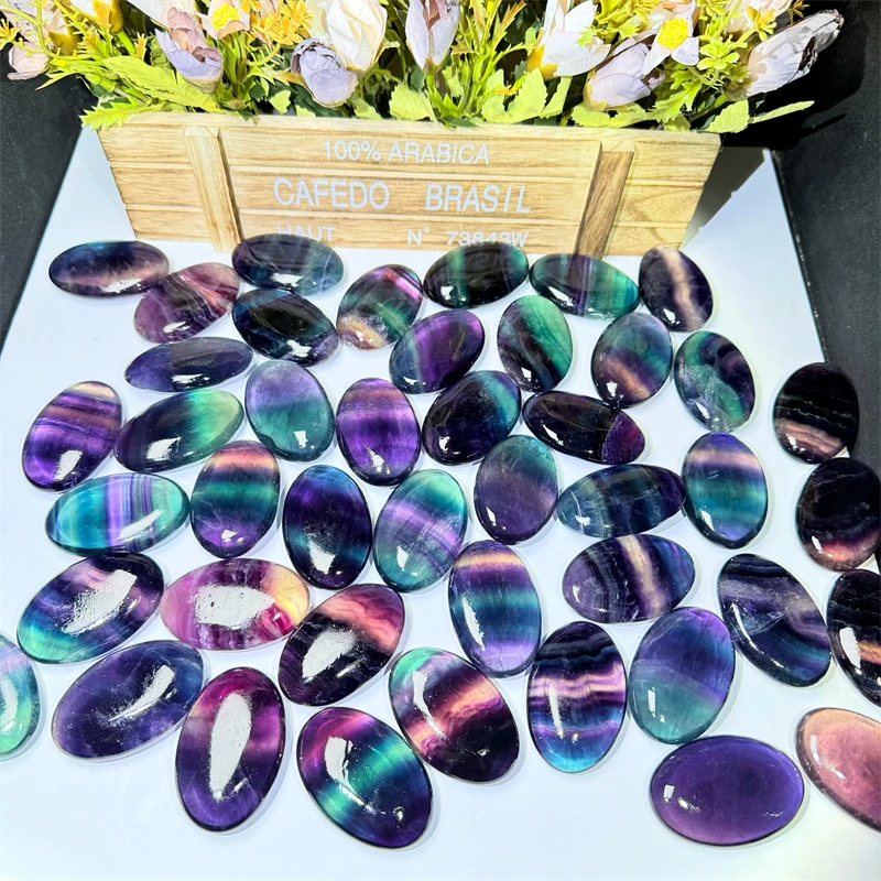 

New Arrival Hot Sale Natural Crystal Meditation Spirit Healing Rainbow Fluorite Palm Stone for Heal