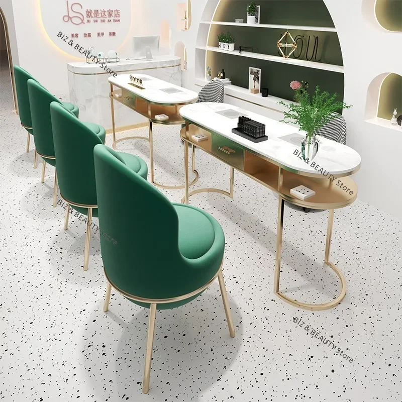 FG Multi-functional Rock Plate Nail Tables Built-in Socket Vacuum Cleaner Set Nail Tables High-end Salon Furniture Omschrijving
