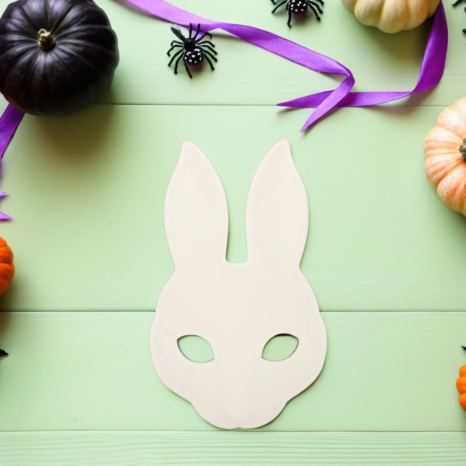 Weiße Hasenmaske, halbes Gesicht, Kaninchen-Kostümzubehör, PU, für Kinder und Erwachsene, Maskerade, Karneval, Halloween, Party, Cosplay