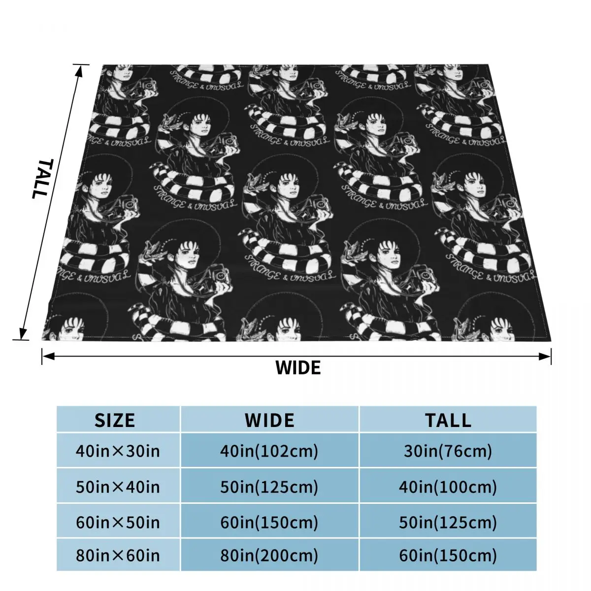 Lydia Deetz Strange and Unusual Gothic Throw Blanket Softest heavy to sleep Blankets