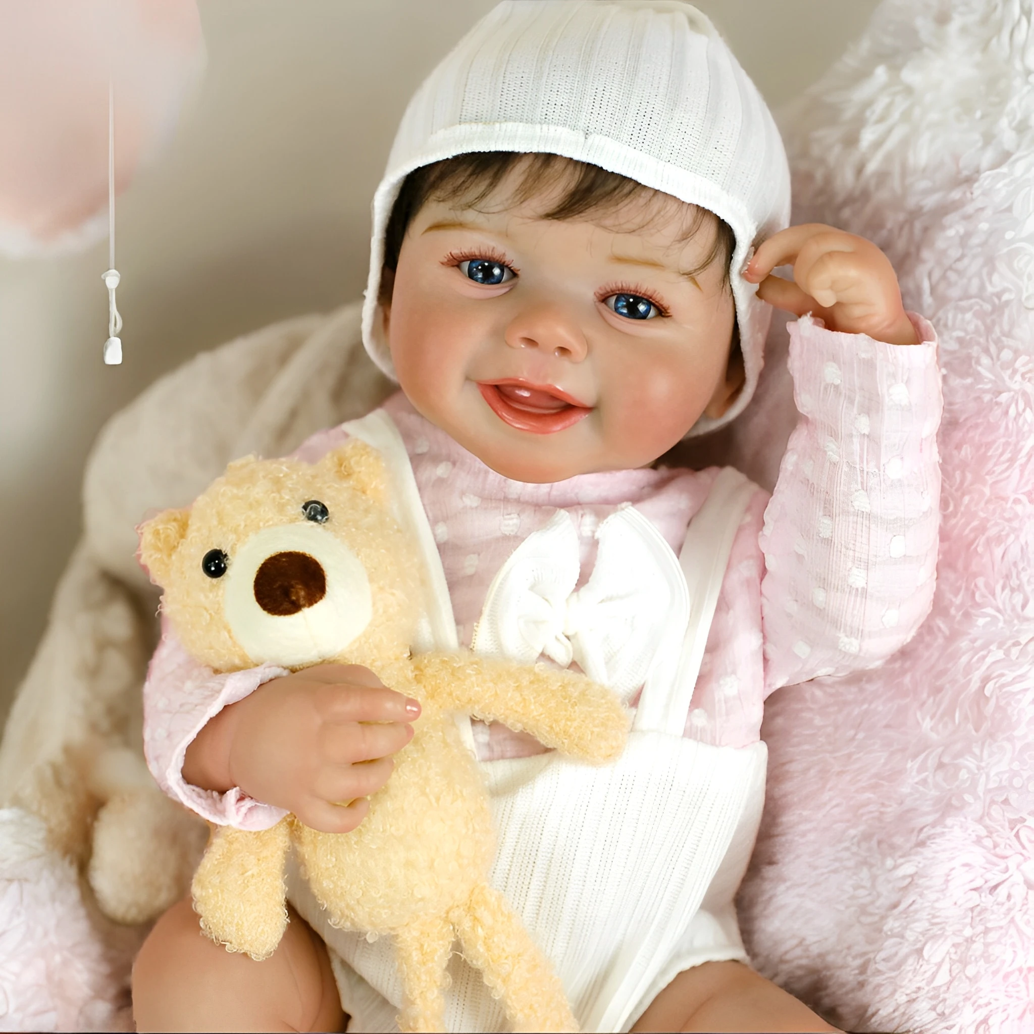 19 بوصة واقعية تولد من جديد دمية طفل إيمي فتاة مع الشعر الجذور الوليد ثلاثية الأبعاد الجلد مرئية الأوردة اليدوية لعبة هدية الكريسماس للفتيات #6