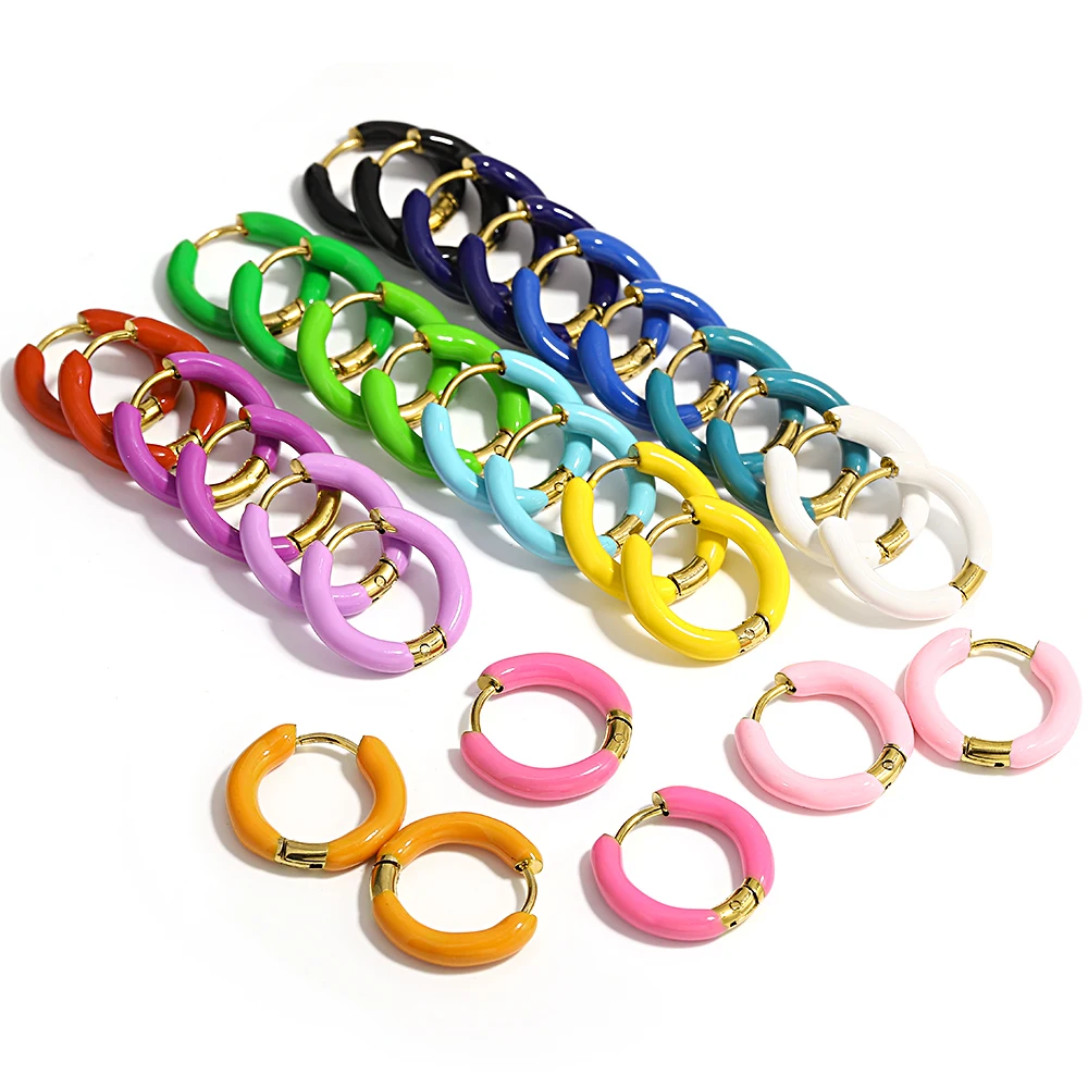 Greatera Emaille Edelstahl Damen Ohrschnallen Sommer Dopamin Bunte Öltropfen Persönlichkeit Vielseitige Ohrringe Schmuck