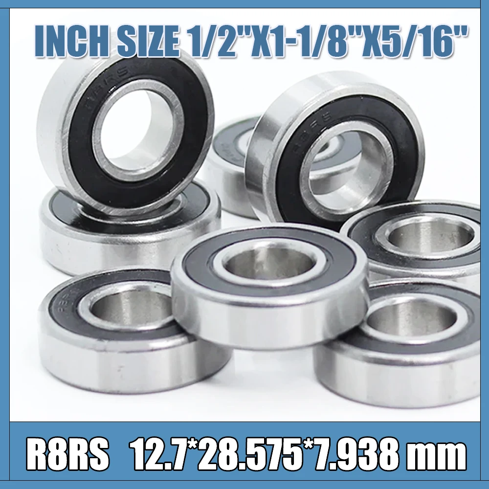 6PCS R8RS Inch 1/2'x1-1/8'x5/16' Bearings 12.7*28.575*7.938 MM for Wheelchair Grinder Wheel or Stroller Motor R8 2RS RI-1218VV