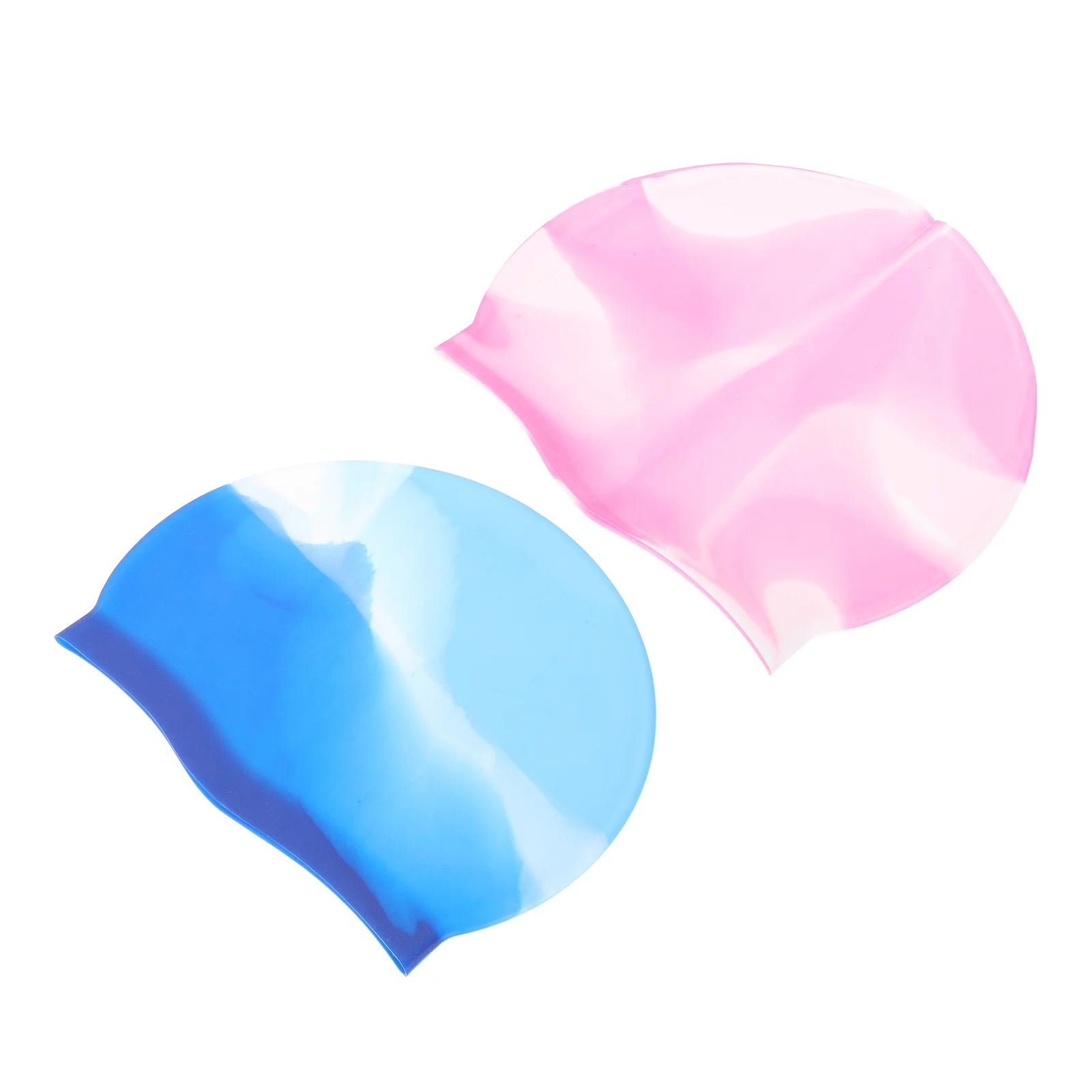 2Pcs Waterproof Swim Hats High Grade Silicone Anti-Skid Lightweight Swimming Caps for Adults Professional Swim Accessory