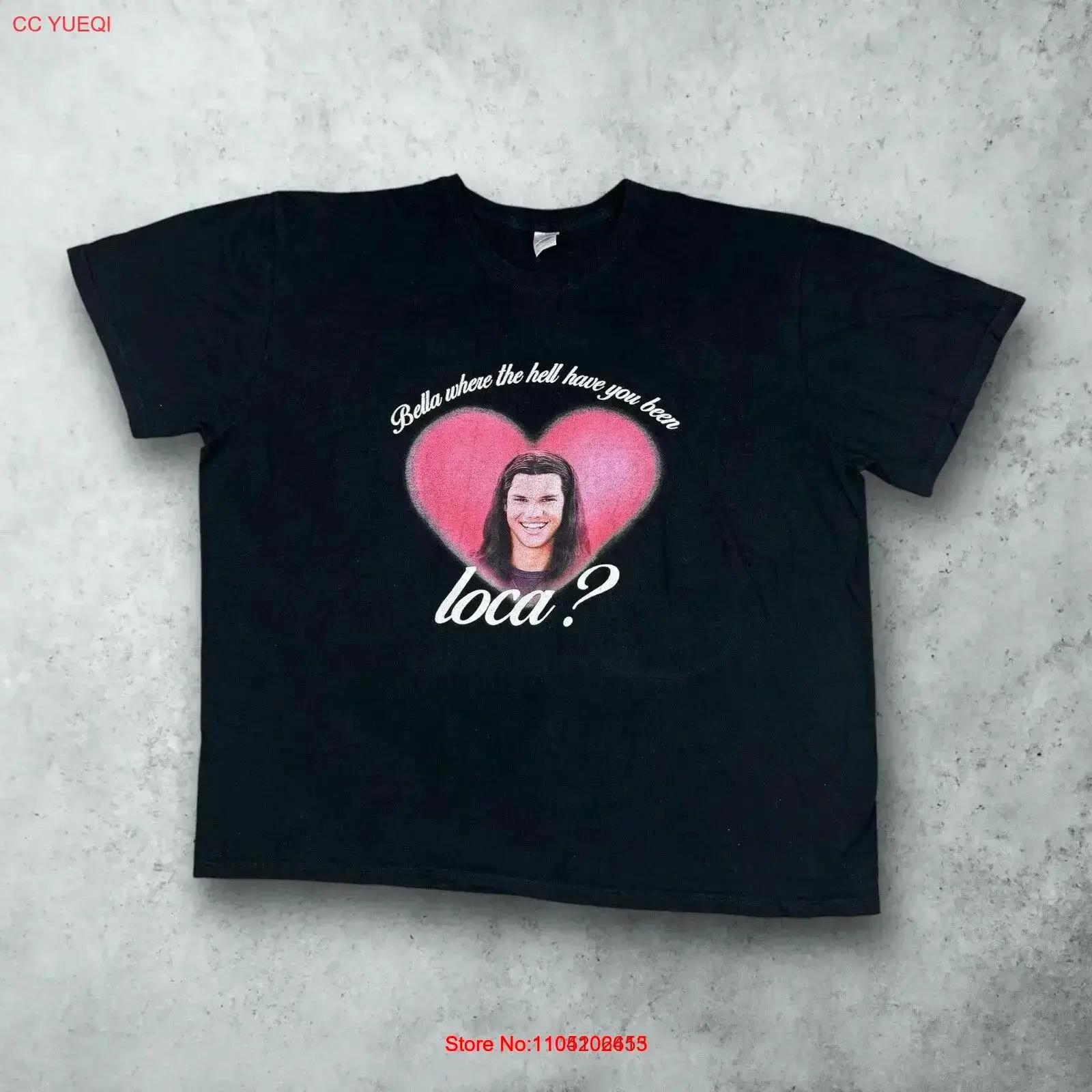 Bella ¿dónde estás haber Loca Heart Jacob Twilight película camiseta negro tamaño 3XL vintage lavado unisex elegante ropa de diseñador