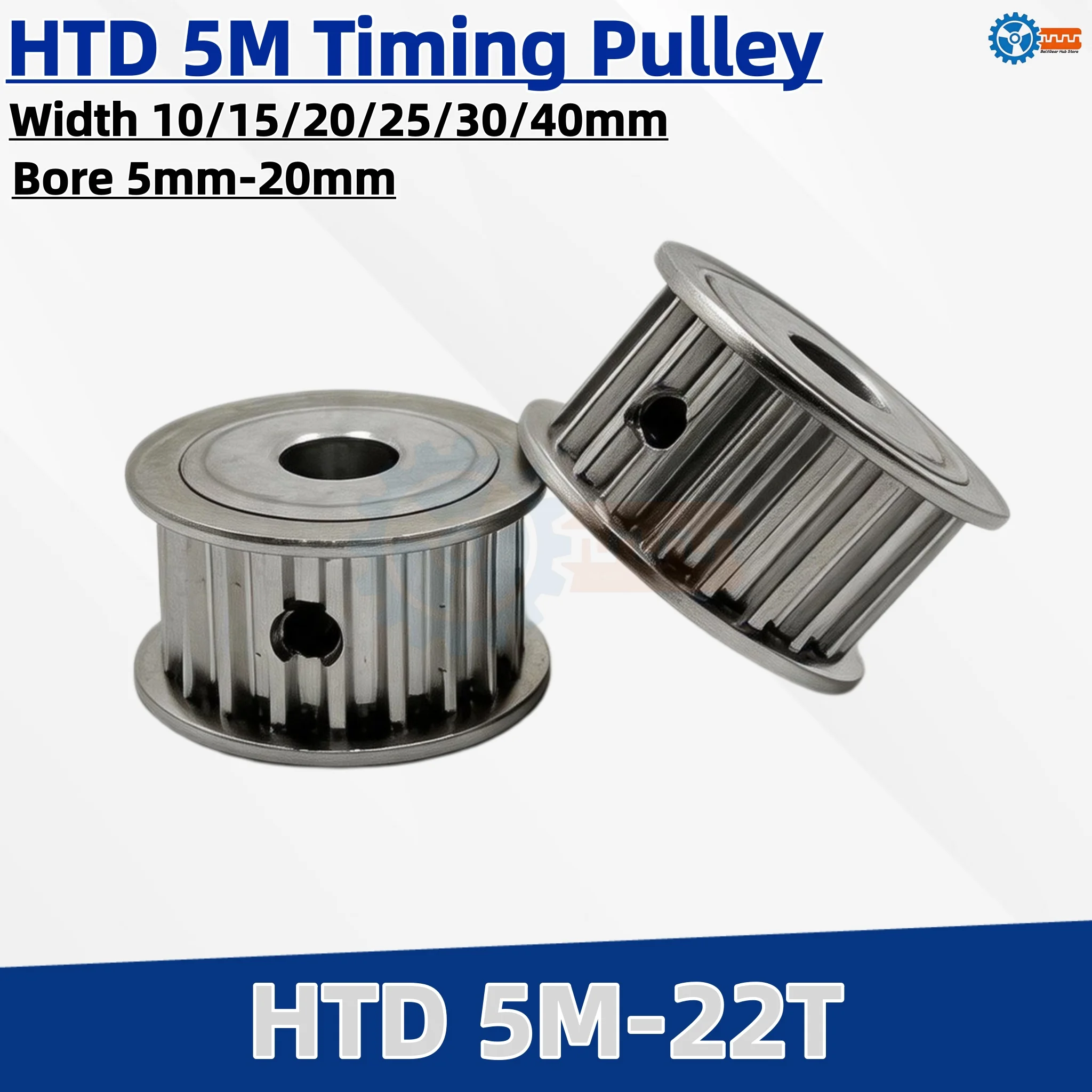 

HTD 5M 22 Tooth Synchronous Timing Pulley Bore 5mm to 20mm for 10mm 15mm 20mm 25mm 30mm 40mm Width Belt Applicable to CNC